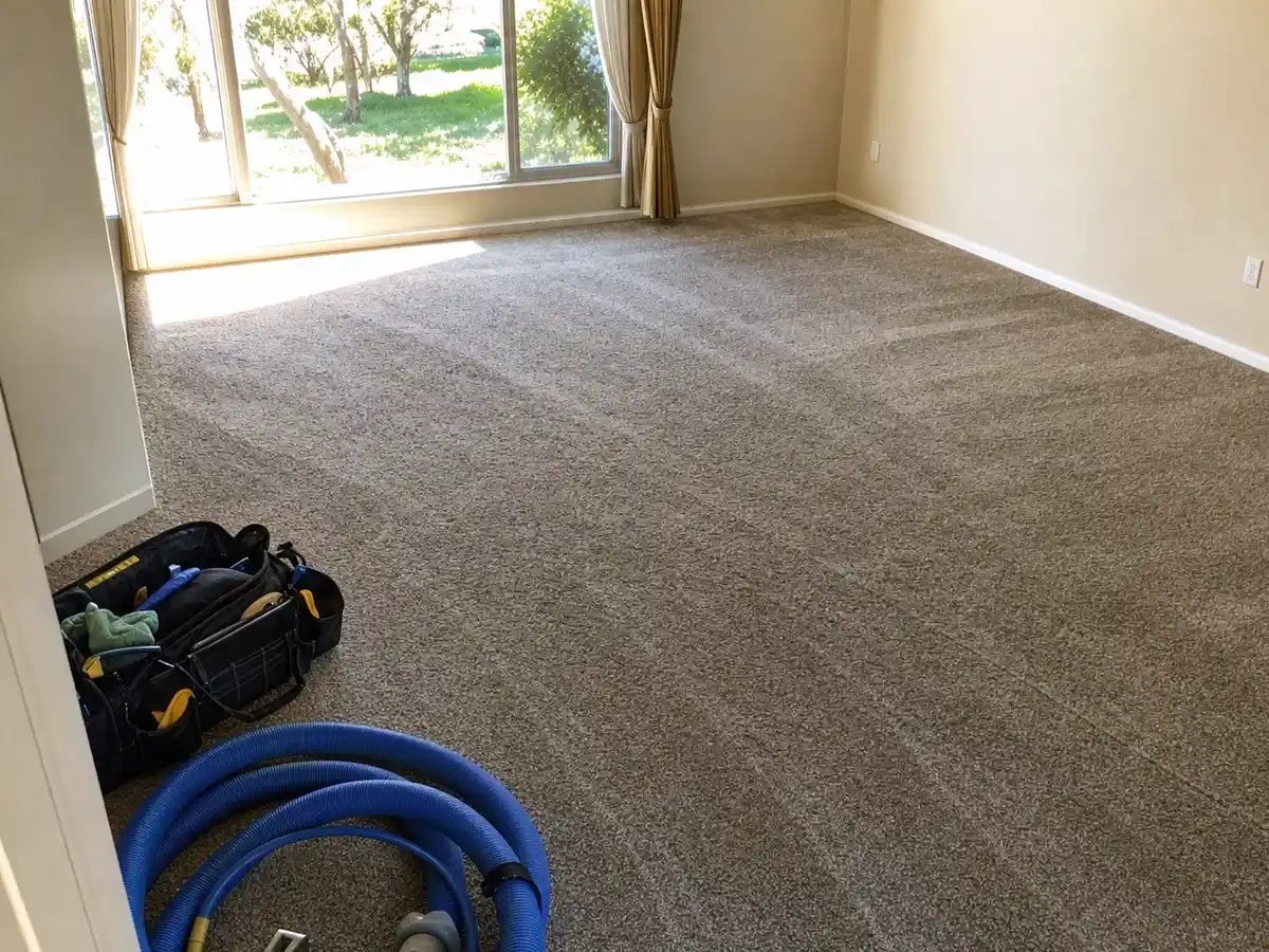 Freshly cleaned carpet with the furniture back in place — completed job in Pasadena, CA